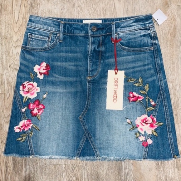 NWT Driftwood | Stef Denim Embroidered Skirt - Picture 7 of 9